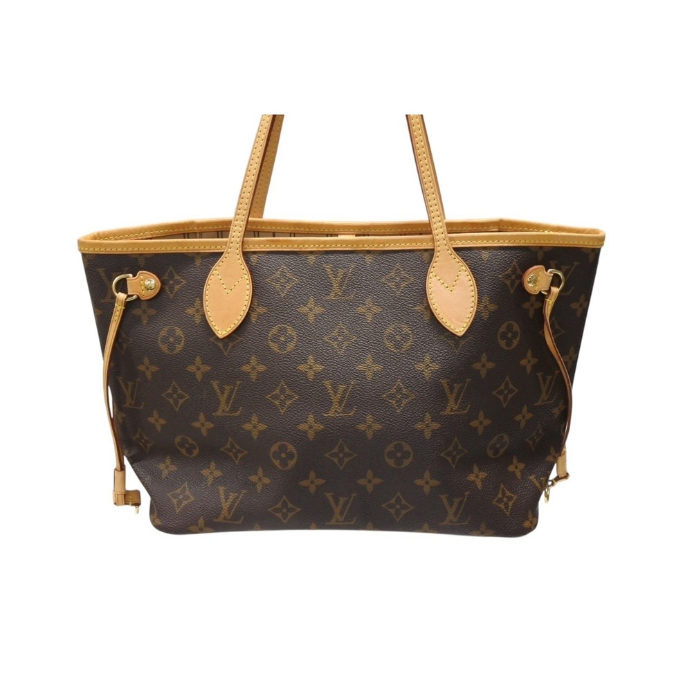 Louis Vuitton Natural Brown Leather Leather Bag Monogram Tote Neverfull Brown